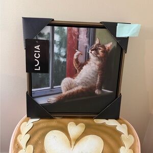 Lucia Cat in Window with Cigarette Framed Wall Hanging Picture